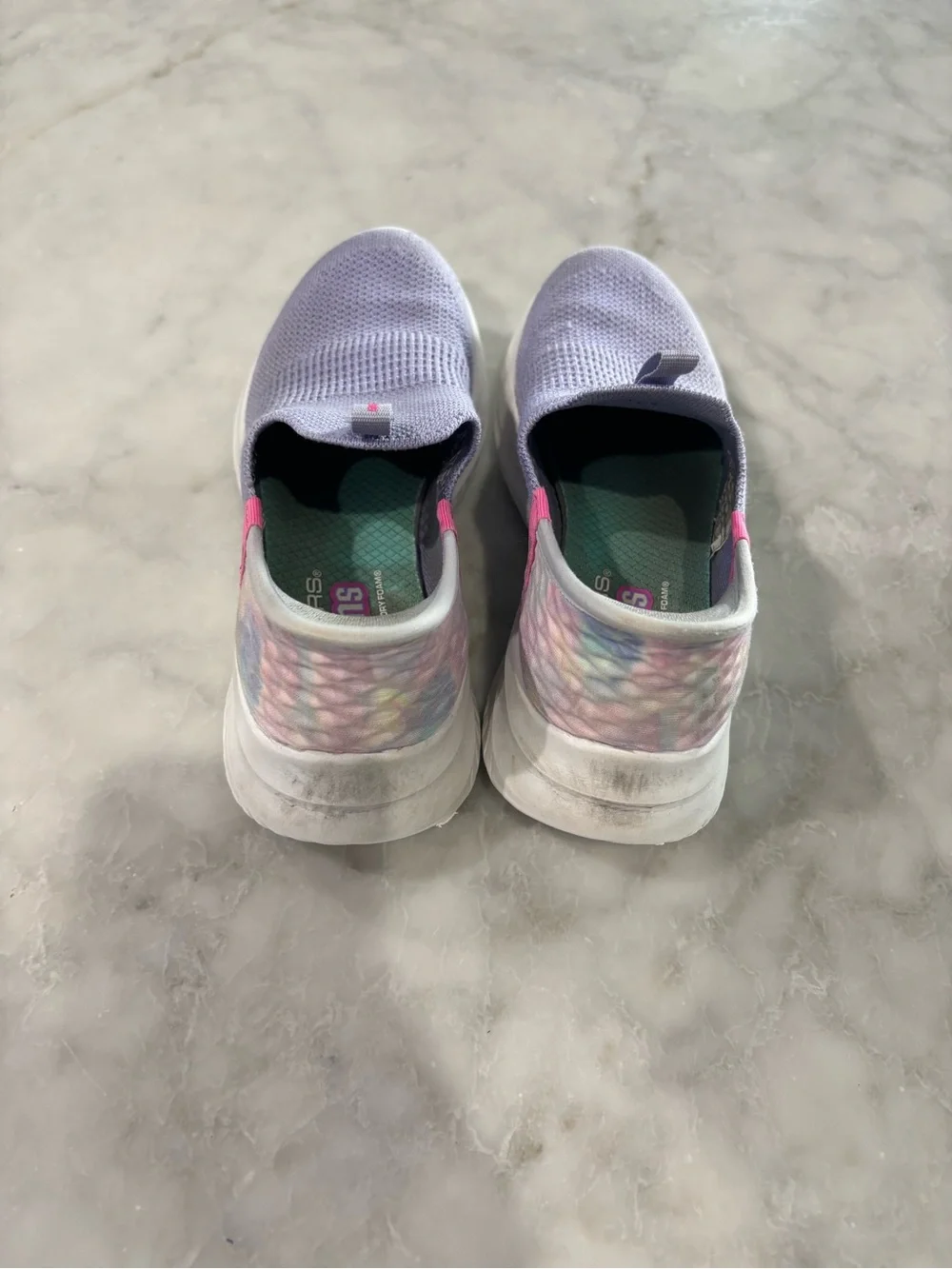 Skechers Slip-On Knit Walking Shoes - Light Purple with White Soles